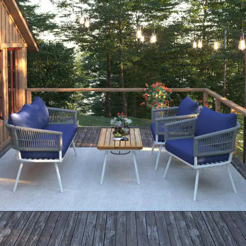 4-piece Bohemian Rope Terrace Furniture Set