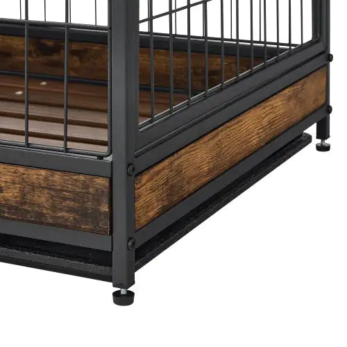 Furniture Dog Cage Double Door, Rustic Brown